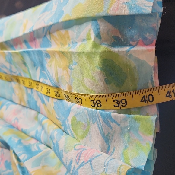 1960's Rare watercolor floral Belted pleated Cottagecore Midi Dress - Picture 10 of 11